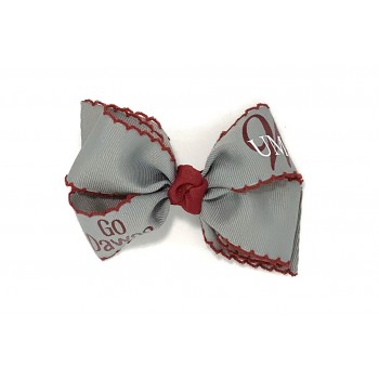 UMS-Wright (Gray) / Cranberry Pico Stitch Bow - 4 Inch